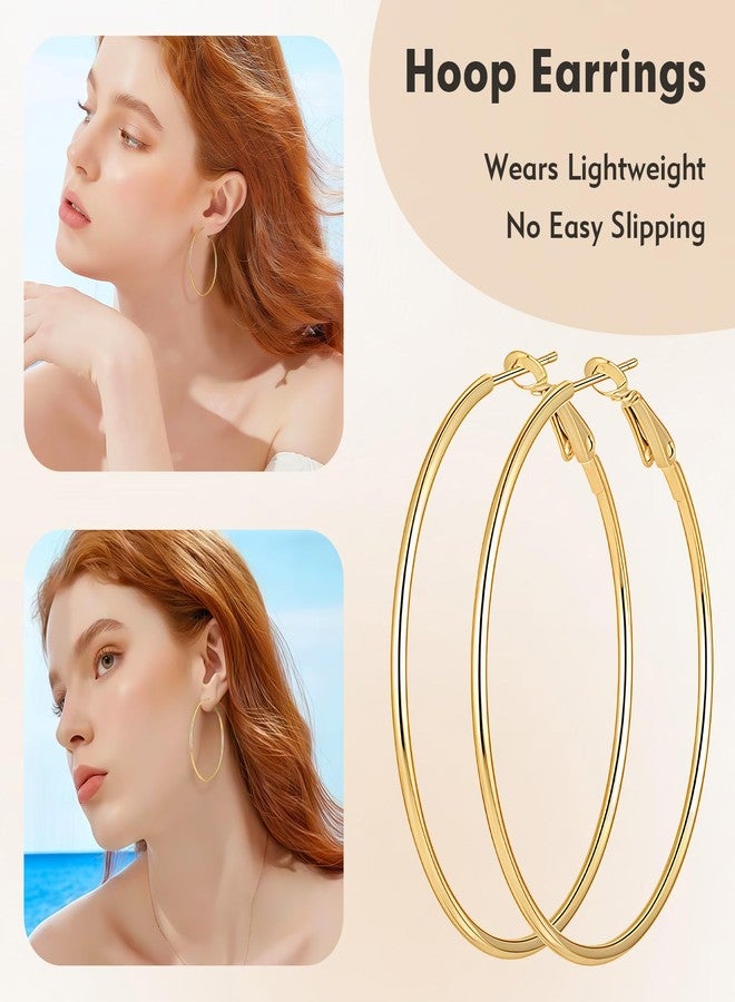 Tedux 5 Pairs Gold Hoop Earrings for Women, Hypoallergenic Gold Earrings for Women，Stainless Steel Earrings Set, 30/40/50/60/70mm - Image 4
